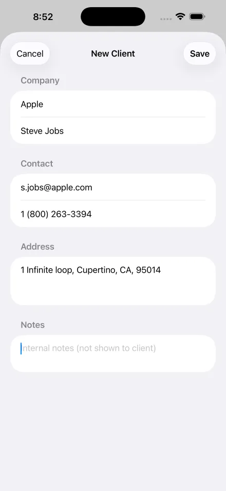 Adding a client in Invoice Pilot