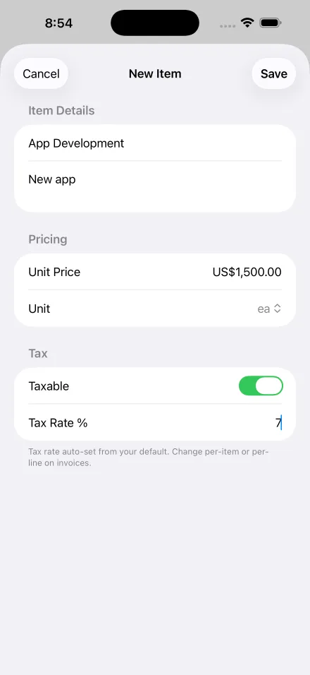 Adding a line item in Invoice Pilot