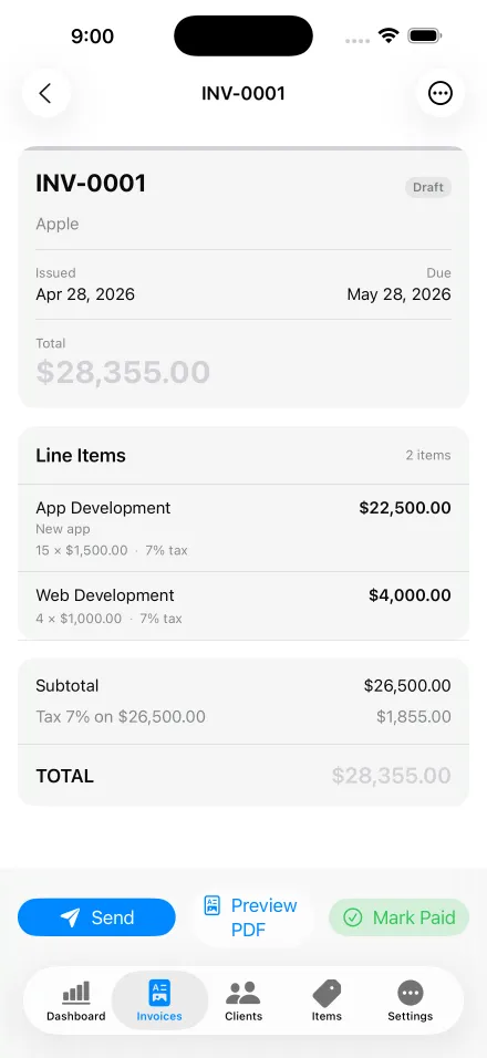 Invoice preview in Invoice Pilot